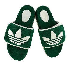 Gucci x Adidas Women's GG Platform Sandal Cotton Sponge Green Color Sz 38